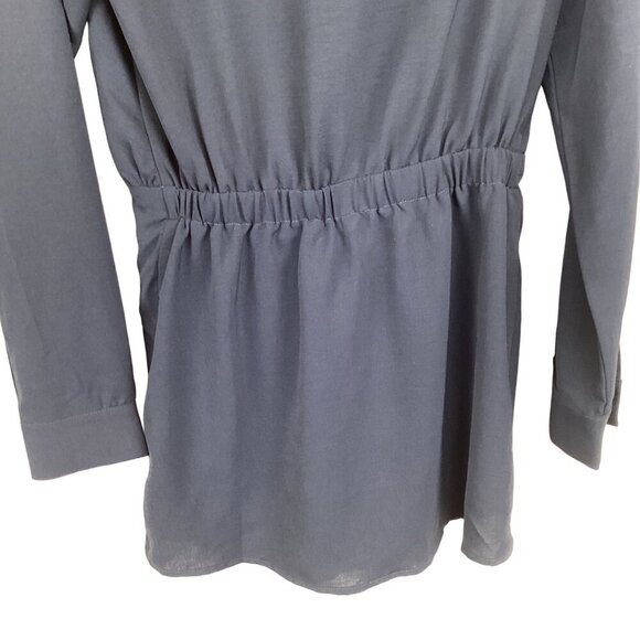 Essue Size Small Navy Blue Faux Wrap Romper‎ Long Sleeves Stretch Waist - Picture 8 of 8